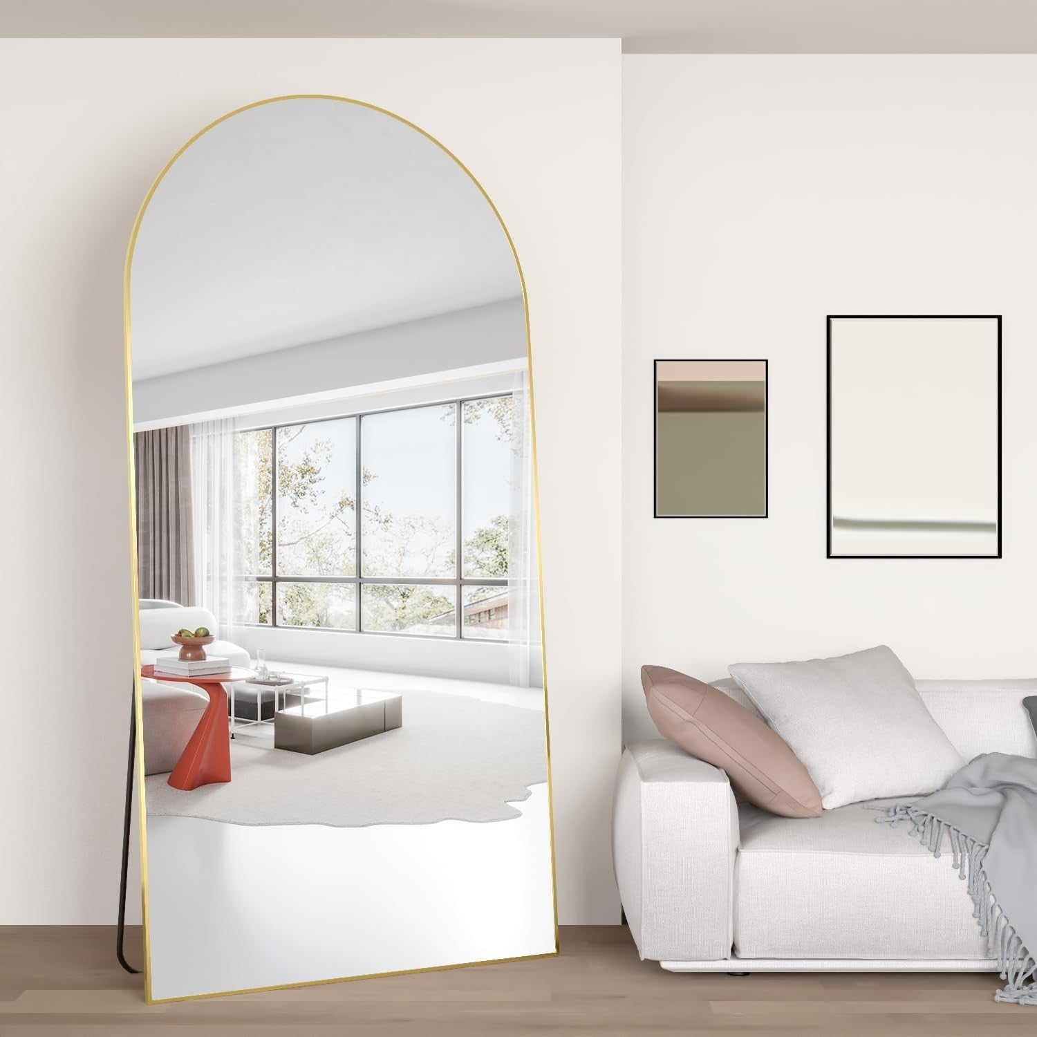 XL Gold Arched Full Length Mirror 180x80cm Wall Leaning Dressing Room Décor