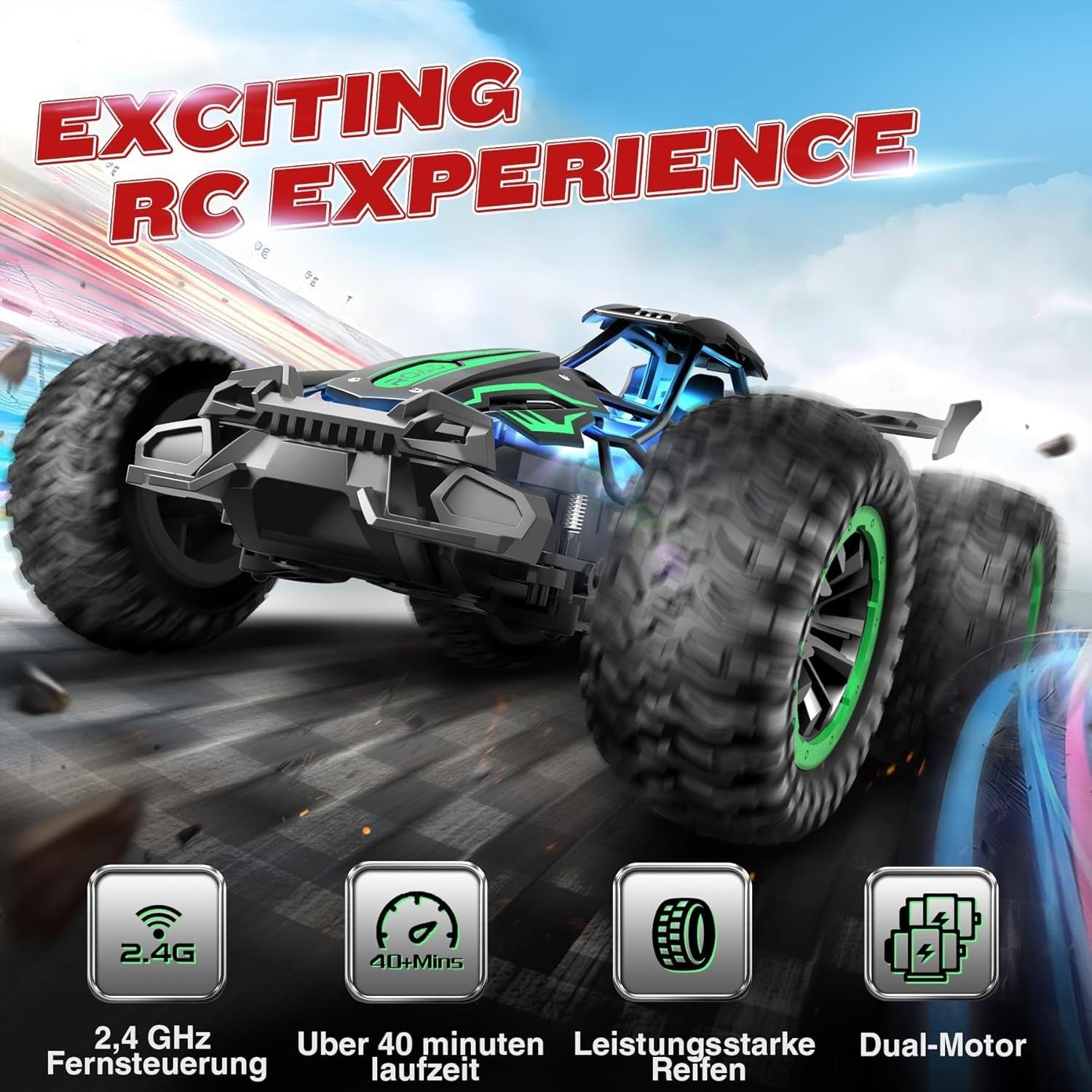 20KM/H RC Car 2.4GHz Off-Road Remote Control Car 2WD Fast Buggy Gift for Kids Bo