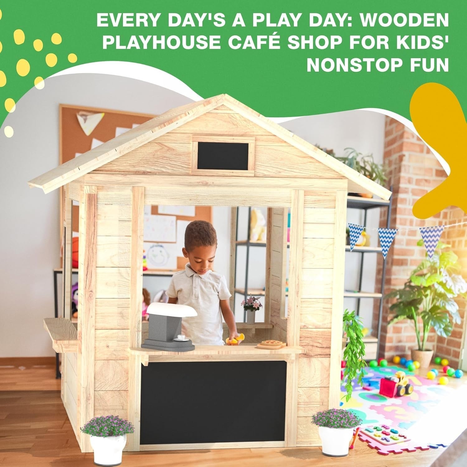 Wooden Kids Café Playhouse Market Stall Indoor Outdoor Shop
