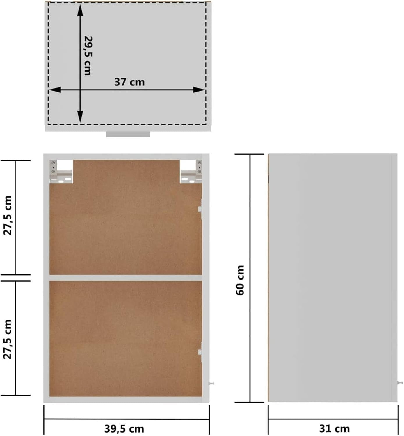 Space-Saving Lockable Wall Cabinet with Shelves, White Storage Unit