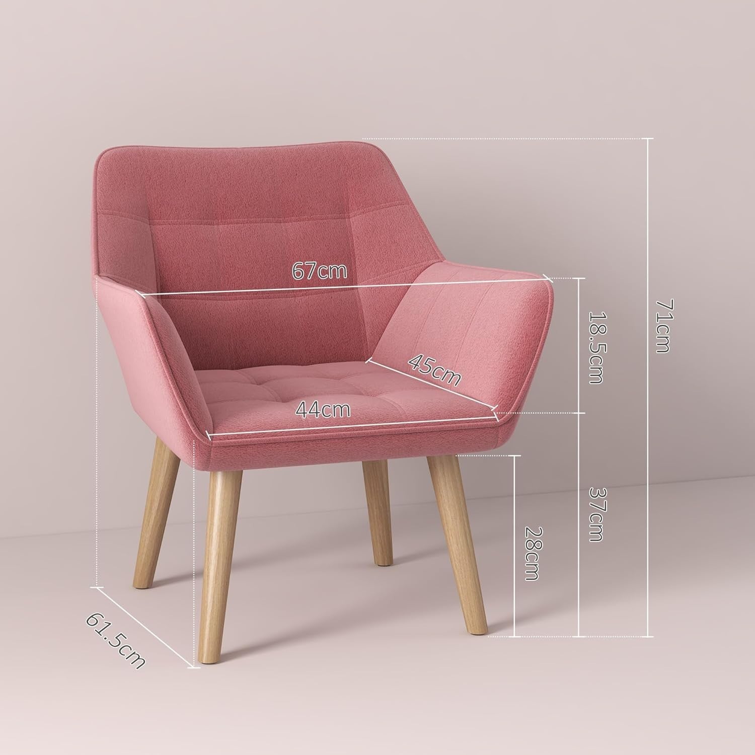 Set of 2 Pink Velvet Armchairs Wide Arm Accent Chairs Modern Lounge Seats