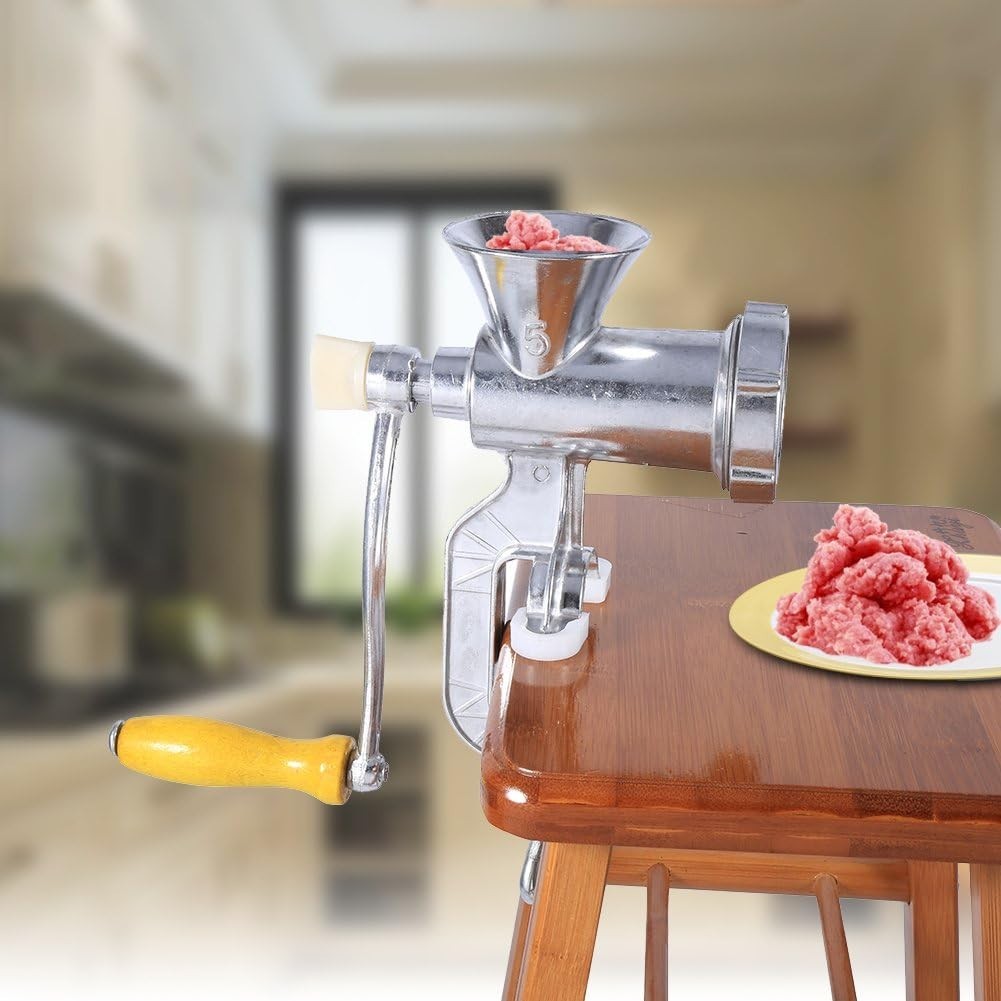 Manual Meat Grinder Hand Mincer Sausage Maker Table Clamp Silver