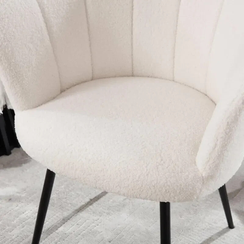 Velvet Scallop Shell Accent Chair White Compact Armchair Bedroom Seat