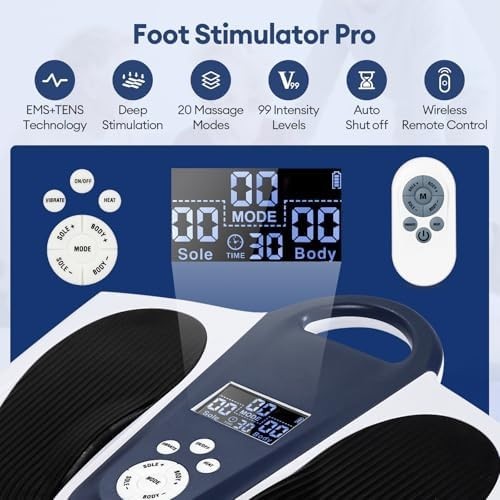 Cordless Foot Circulation Machine | TENS & EMS Massager w/ Heat & Vibration
