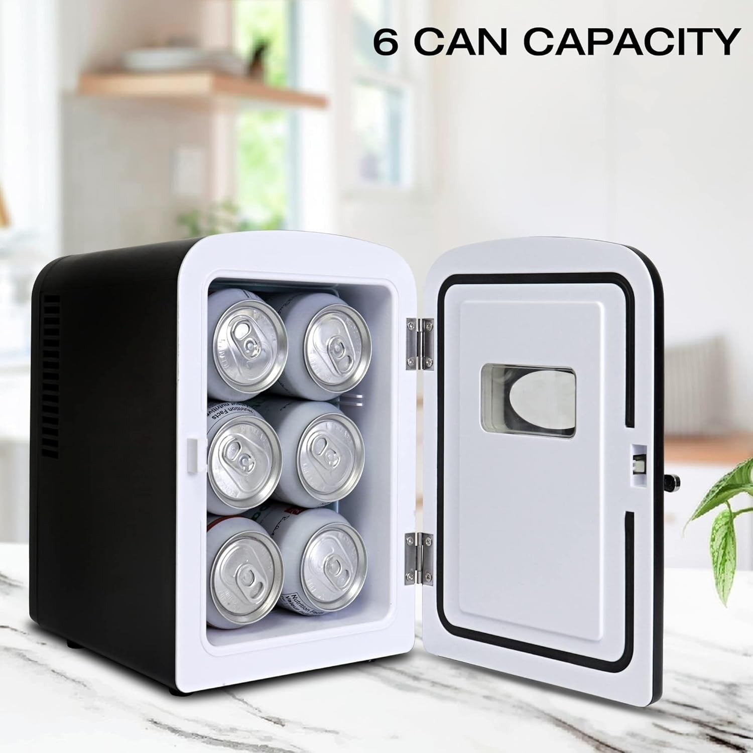 Retro 4L Mini Fridge Cooler Portable Compact Bedroom Office Black