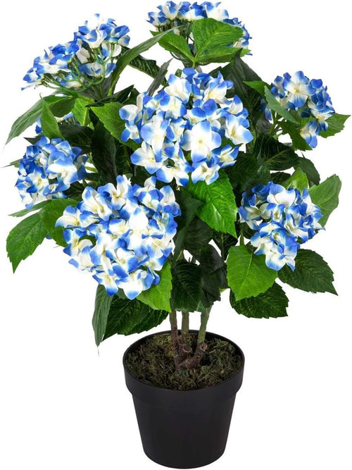 70cm Artificial Blue Hydrangea Plant in Black Pot Faux Flower Home Office Decor