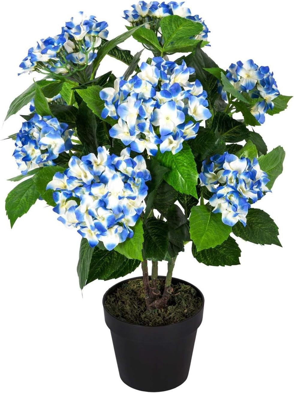 70cm Artificial Blue Hydrangea Plant in Black Pot Faux Flower Home Office Decor