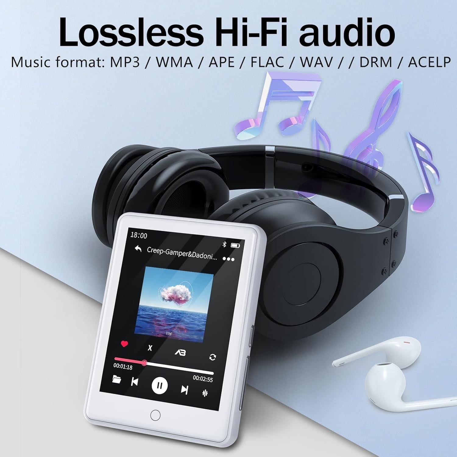 32GB Bluetooth 5.3 MP3 Player with 2.8 Inch Touch Screen Built-in Speaker Wirele
