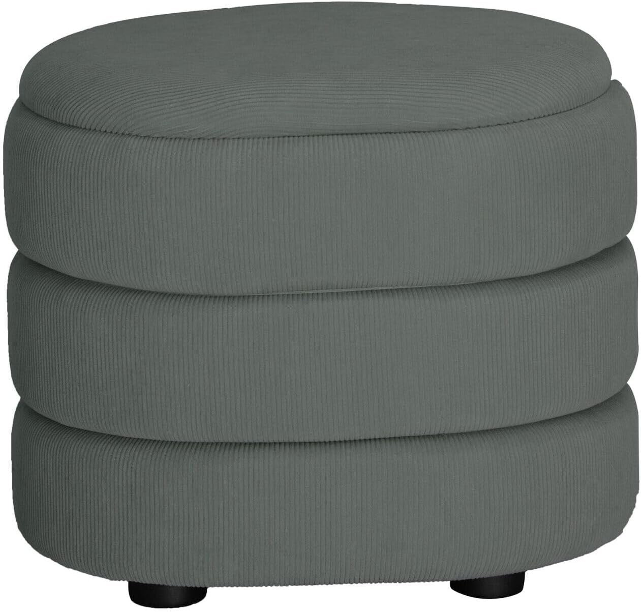Light Grey Velvet Oval Storage Ottoman Stool Modern Pouffe Vanity Seat