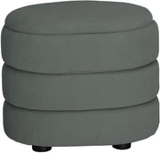 Light Grey Velvet Oval Storage Ottoman Stool Modern Pouffe Vanity Seat