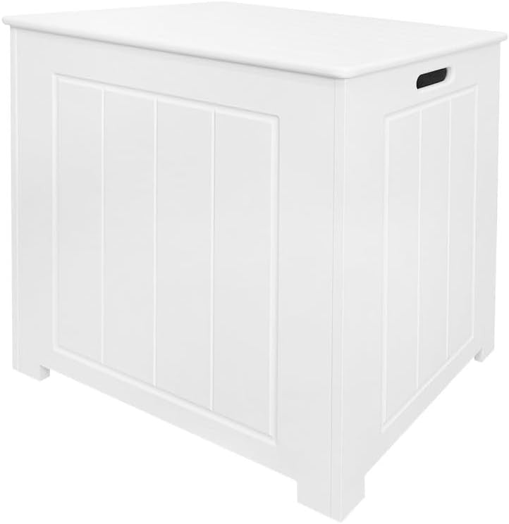 Bathroom Laundry Cabinet Slimline Storage Unit White Wooden Hamper Box