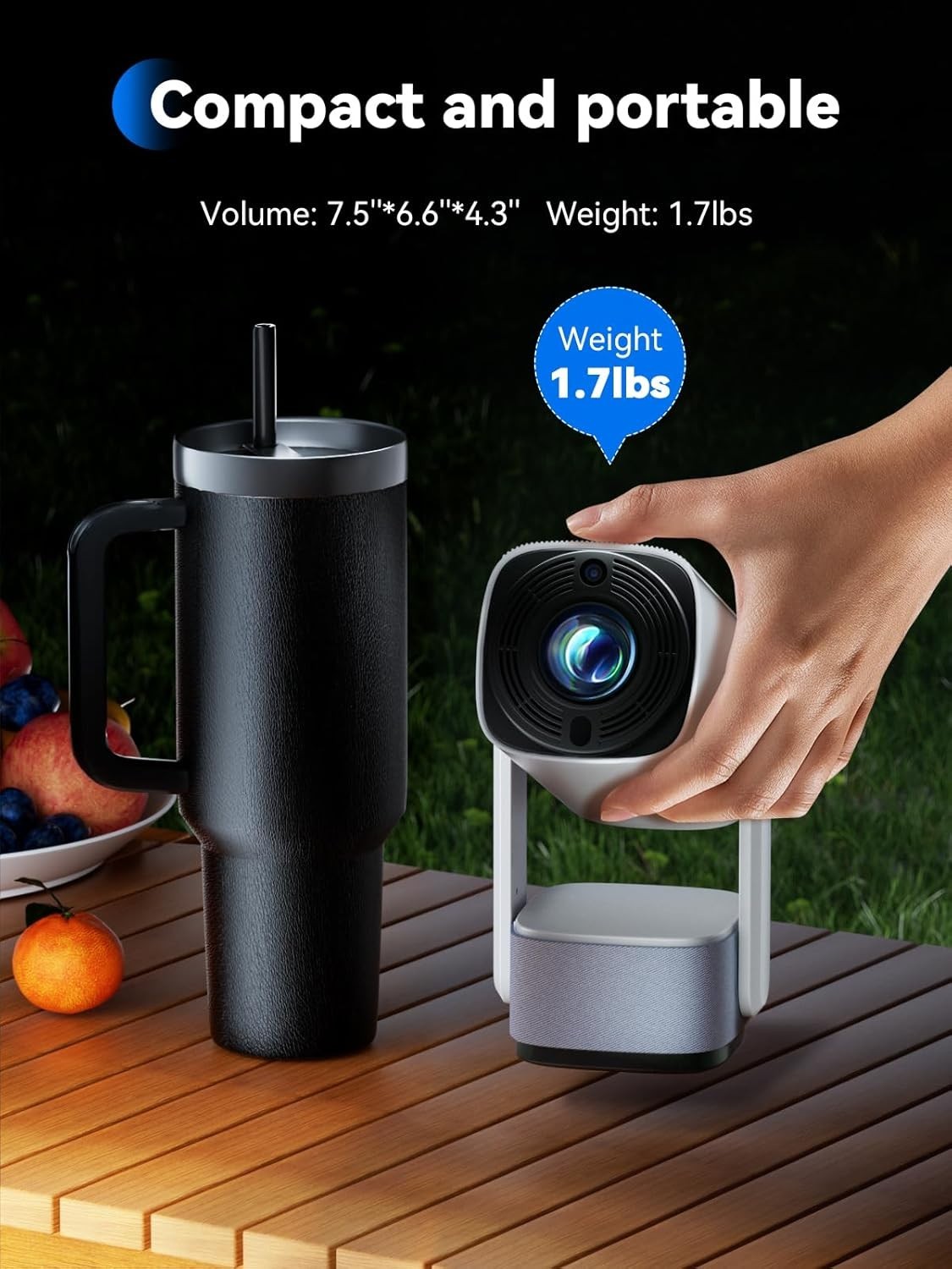 1080P Mini Projector WiFi Bluetooth Auto Keystone Portable Bedroom