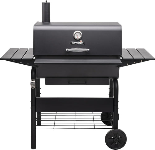 Large Charcoal BBQ Grill with Adjustable Grate & Side Shelf | Outdoor Smoker