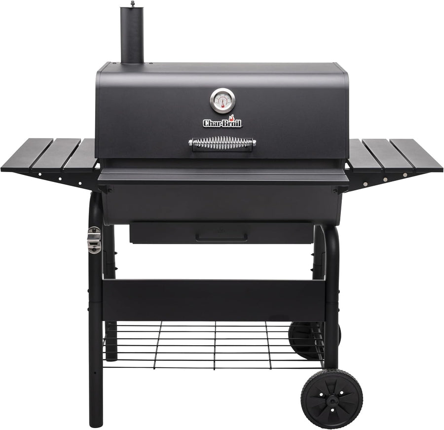 Large Charcoal BBQ Grill with Adjustable Grate & Side Shelf | Outdoor Smoker