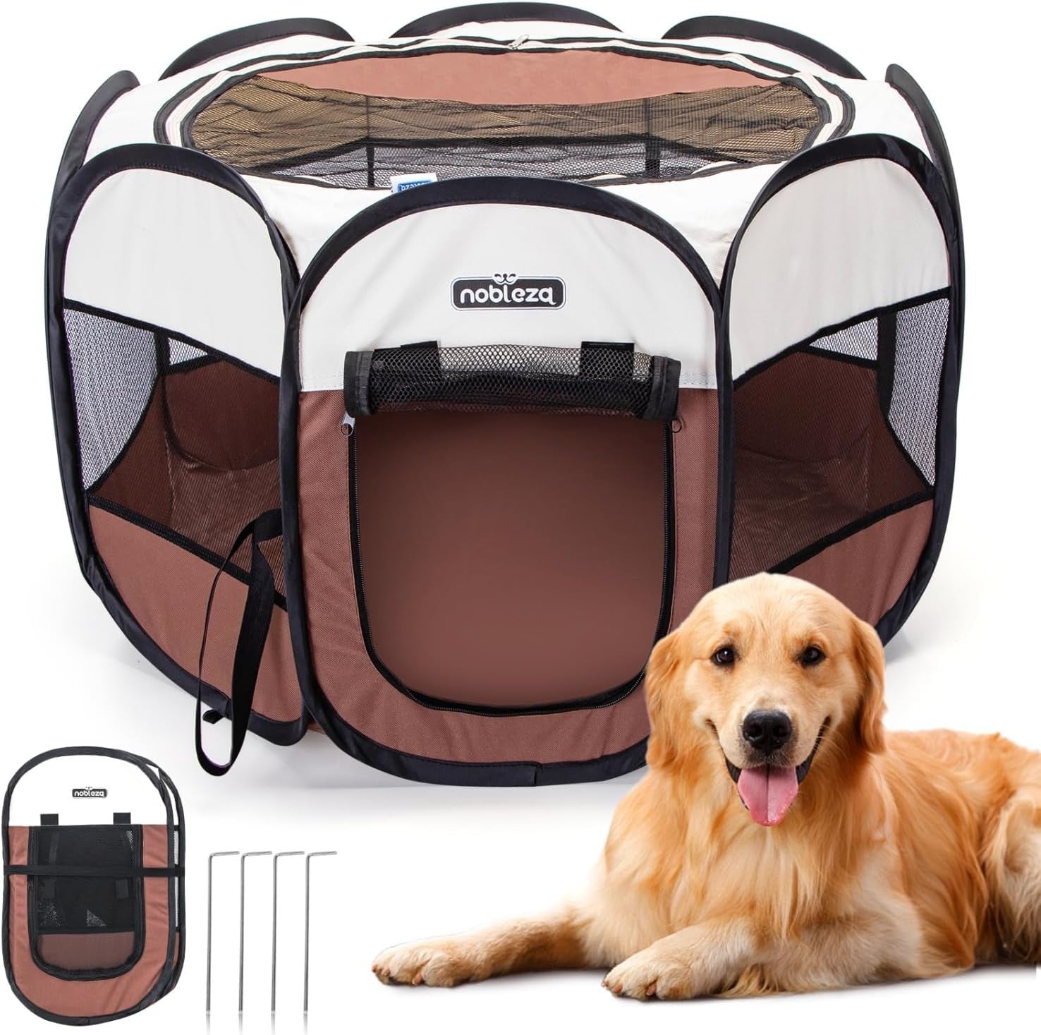Foldable Portable Pop-Up Pet Playpen Outdoor Indoor Dog Cat Cage 109x109x58cm