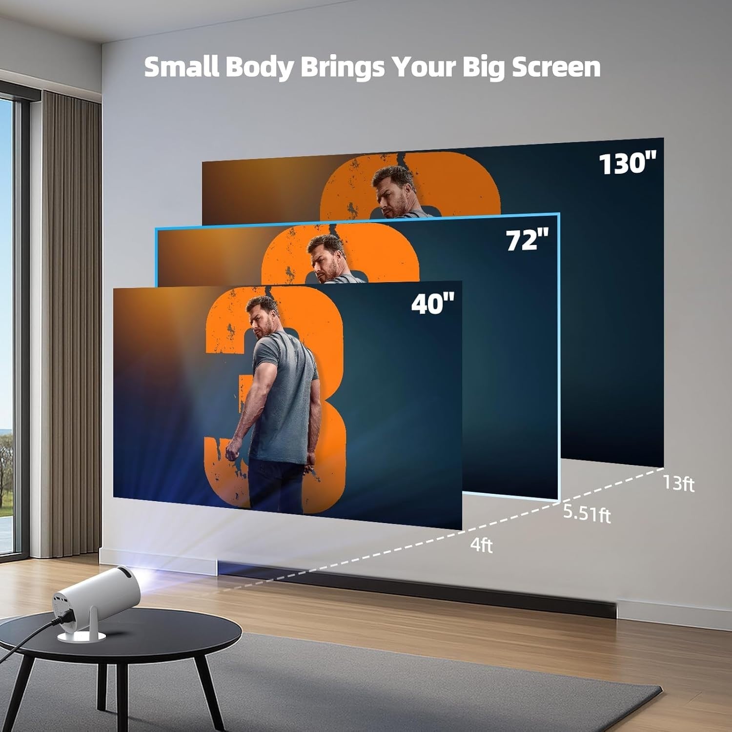 Android 11 WiFi6 Mini Projector 4K Support 220° Rotating Home Cinema