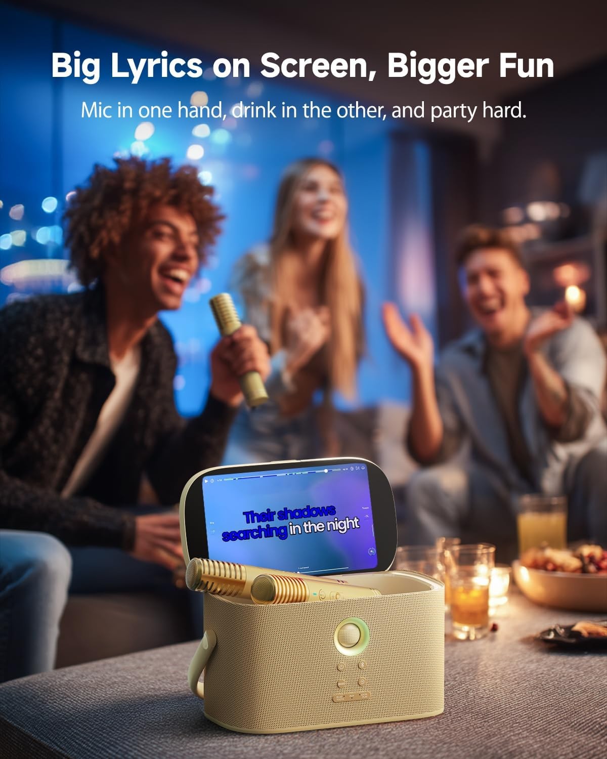 Karaoke Machine with Screen 2 Wireless Mics 140W Bluetooth