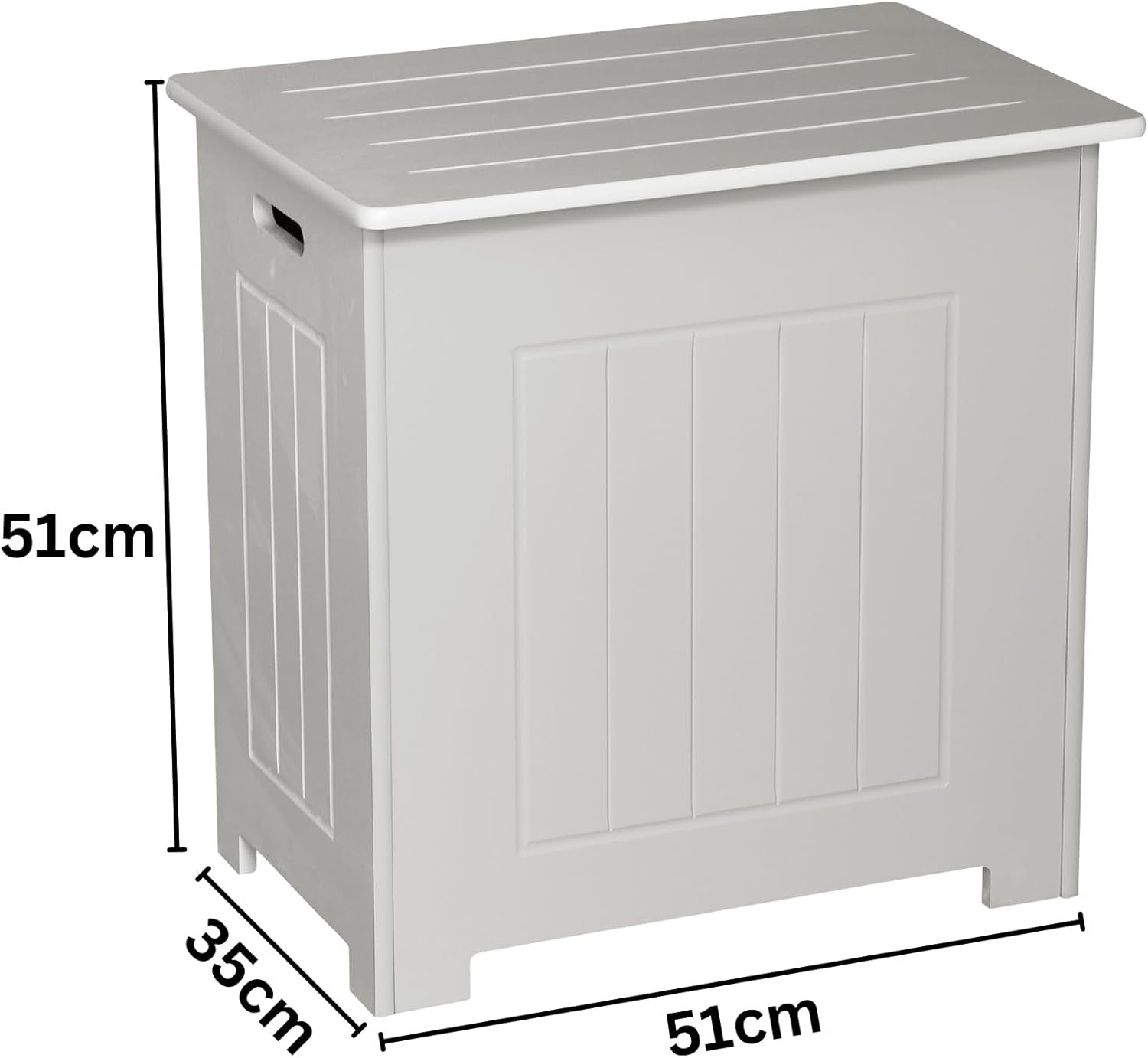White Wooden Laundry Basket with Lid Bathroom Storage Hamper Cabinet