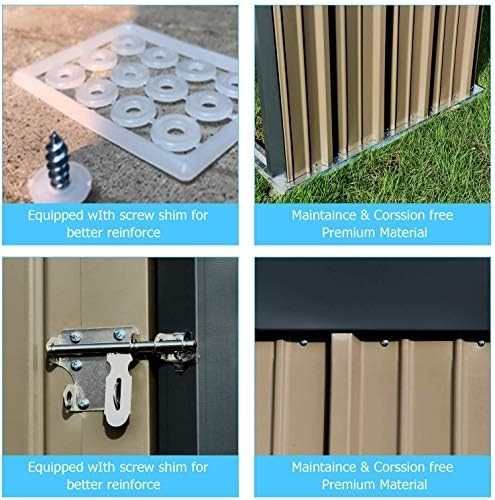 Compact 3x5 ft Metal Garden Shed Storage with Lockable Doors