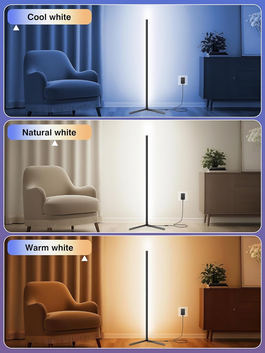 RGB LED Corner Floor Lamp App Remote Control Music Sync Mood Light