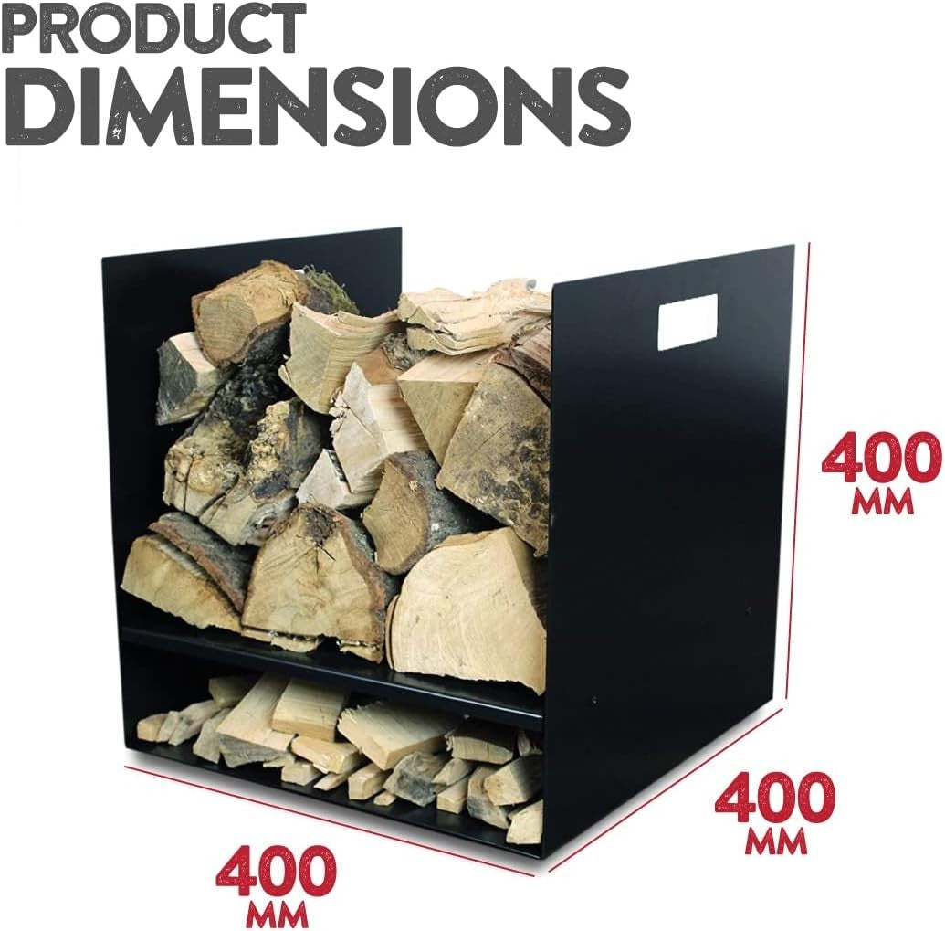 Heavy Duty Steel Firewood Log Holder Rack – Indoor Outdoor Storage 40cm