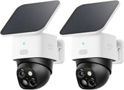 3K Solar Security Camera Outdoor Wireless Dual Lens 360° PTZ 8X Zoom