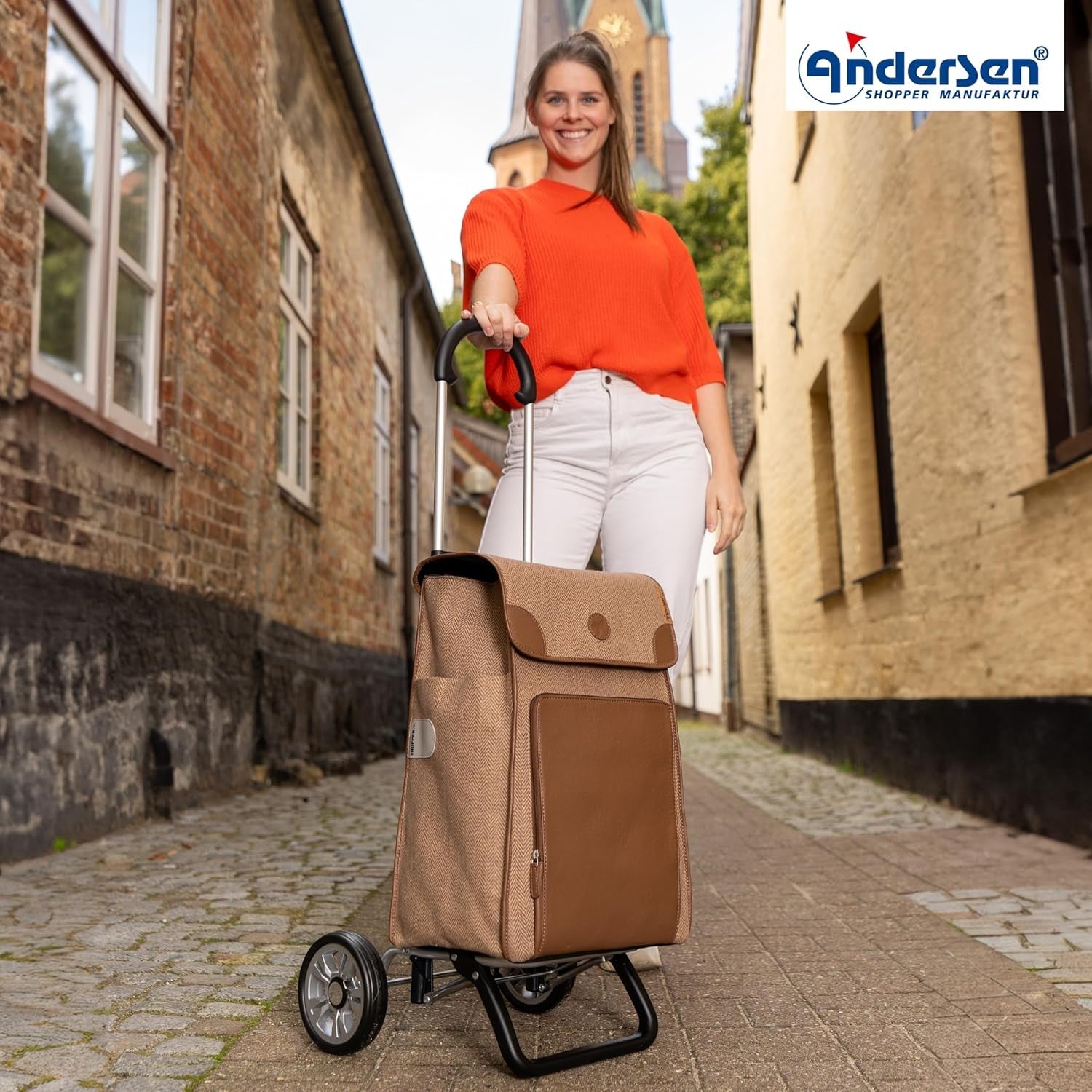 Luxury Shopping Trolley 38L Handmade Leather Lightweight Aluminium Removable