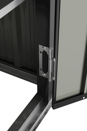 Metal Garden Shed Outdoor Storage with Shelves, Lock & Sloped Roof Carbon Black