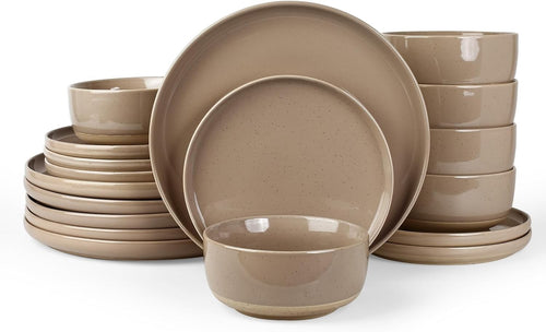18 Piece Stoneware Dinner Set Plates Bowls Resistant Dishwasher Safe