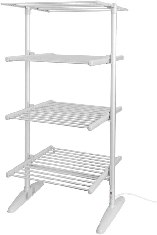 4 Tier Heated Clothes Airer 300W Folding Indoor Drying Rack with Cover