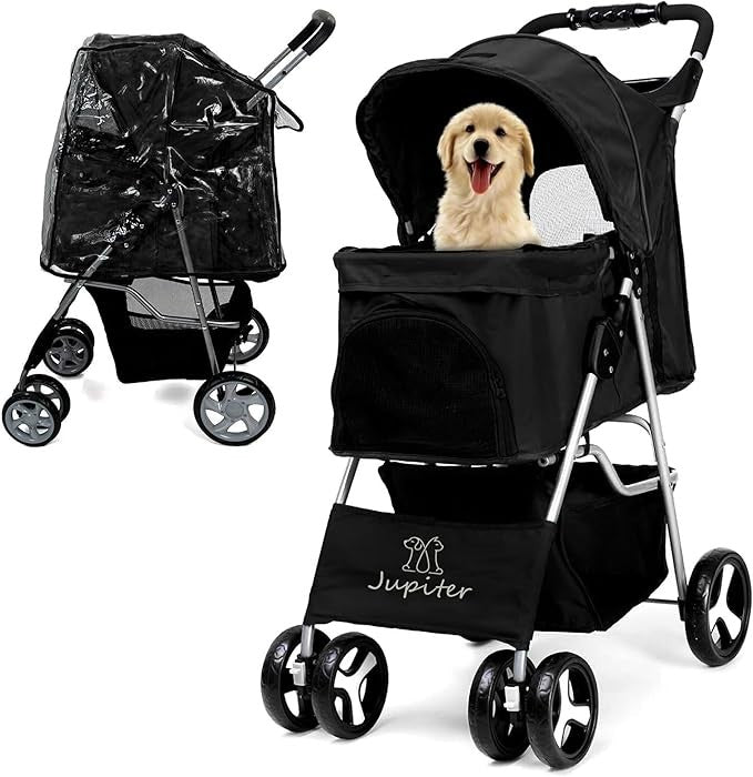Dog Stroller Rain Cover Foldable Pet Pram Small Medium Dogs Cats Pushchair