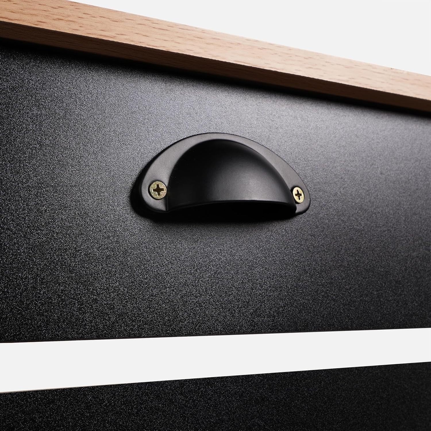Modern Black Radiator Cover Shelf | Natural Oak Top Heating Cabinet