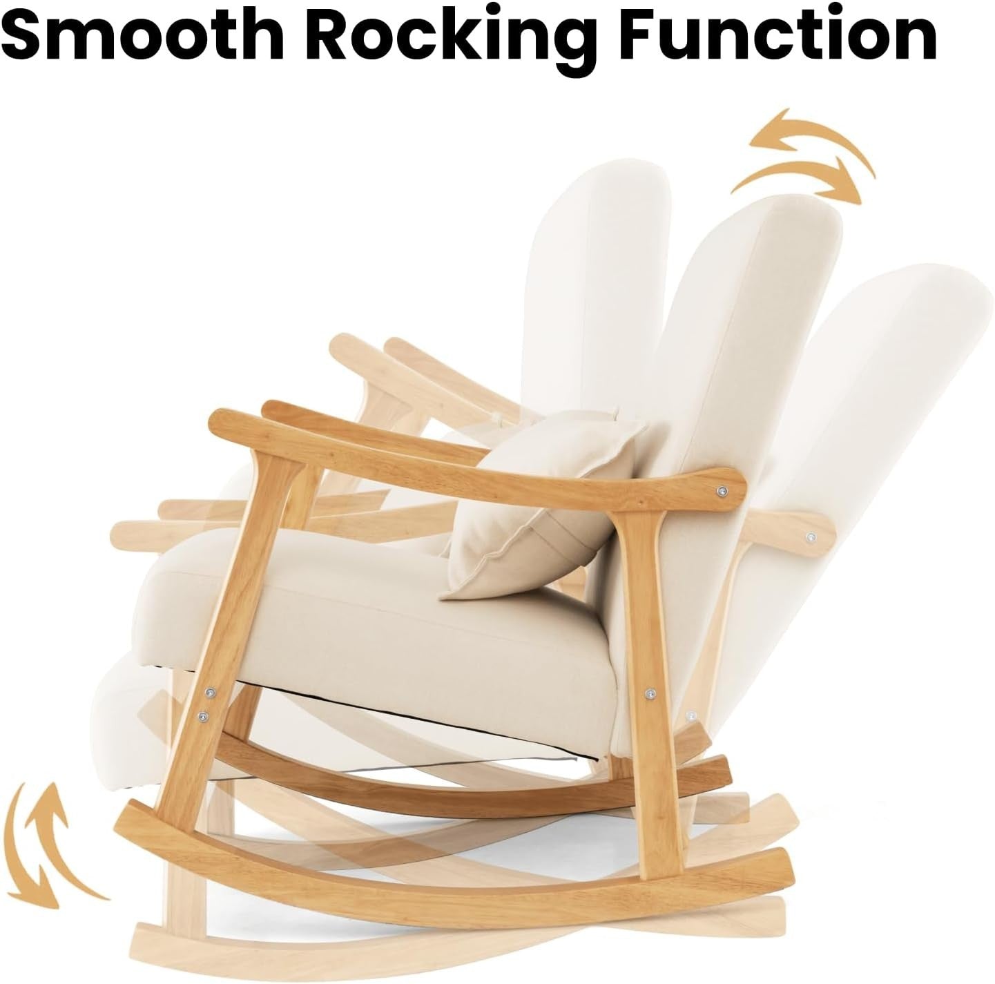 Rocking Lounge Chair Recliner Soft Cushion Lumbar Pillow 78x66x83cm