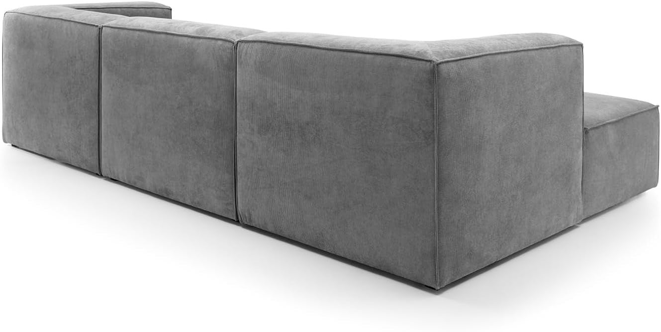 Light Grey L Shape Corner Sofa | Reversible Modular Couch 4 Seater