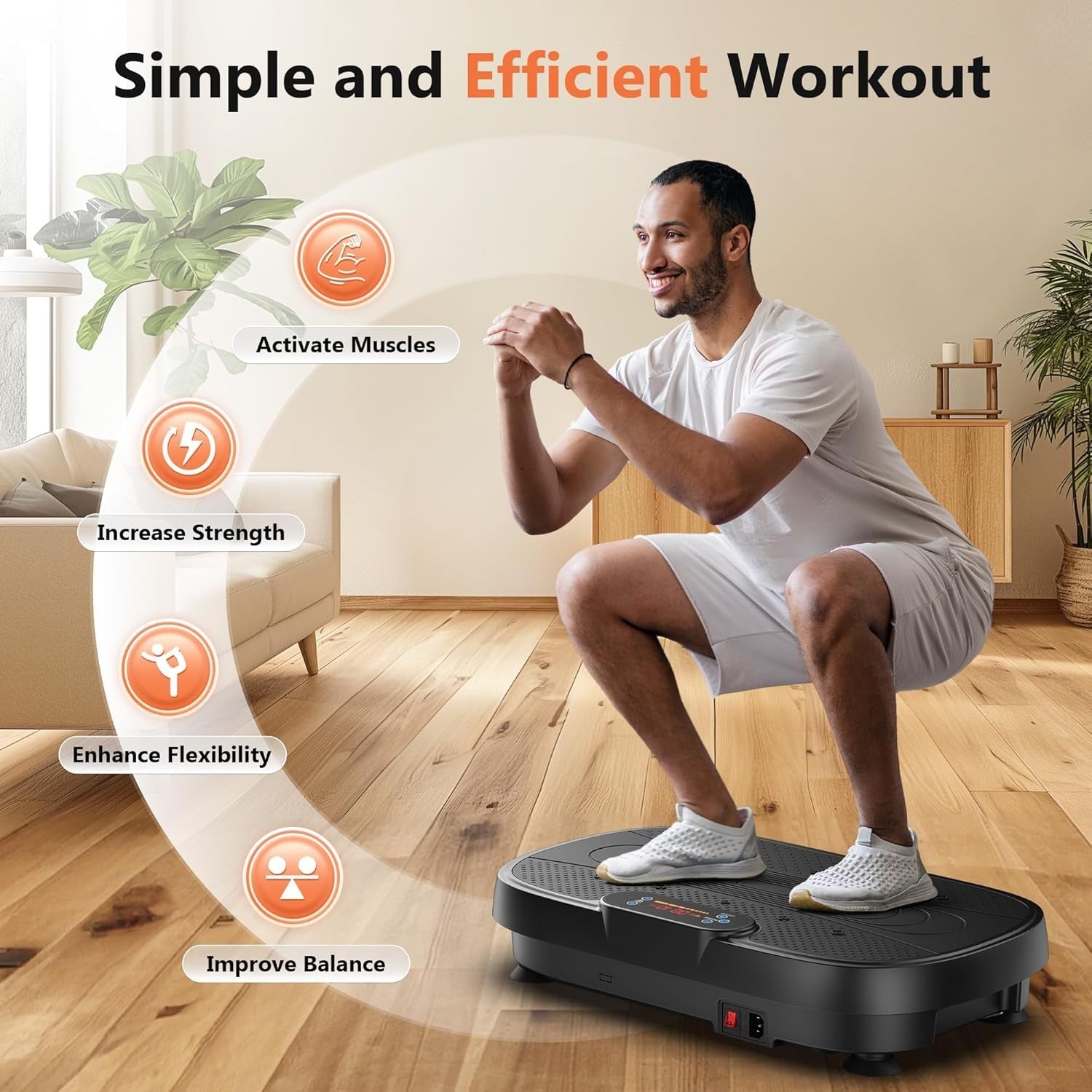 Black Whole Body Vibration Plate Fitness Machine 120 Speeds Home Therapy
