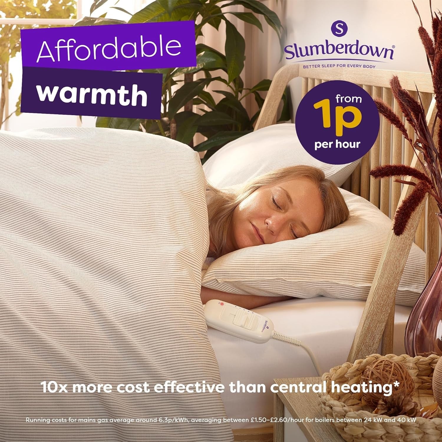 Double Electric Underblanket Quilted Warm Energy Saving 3 Heat Settings 150x120c