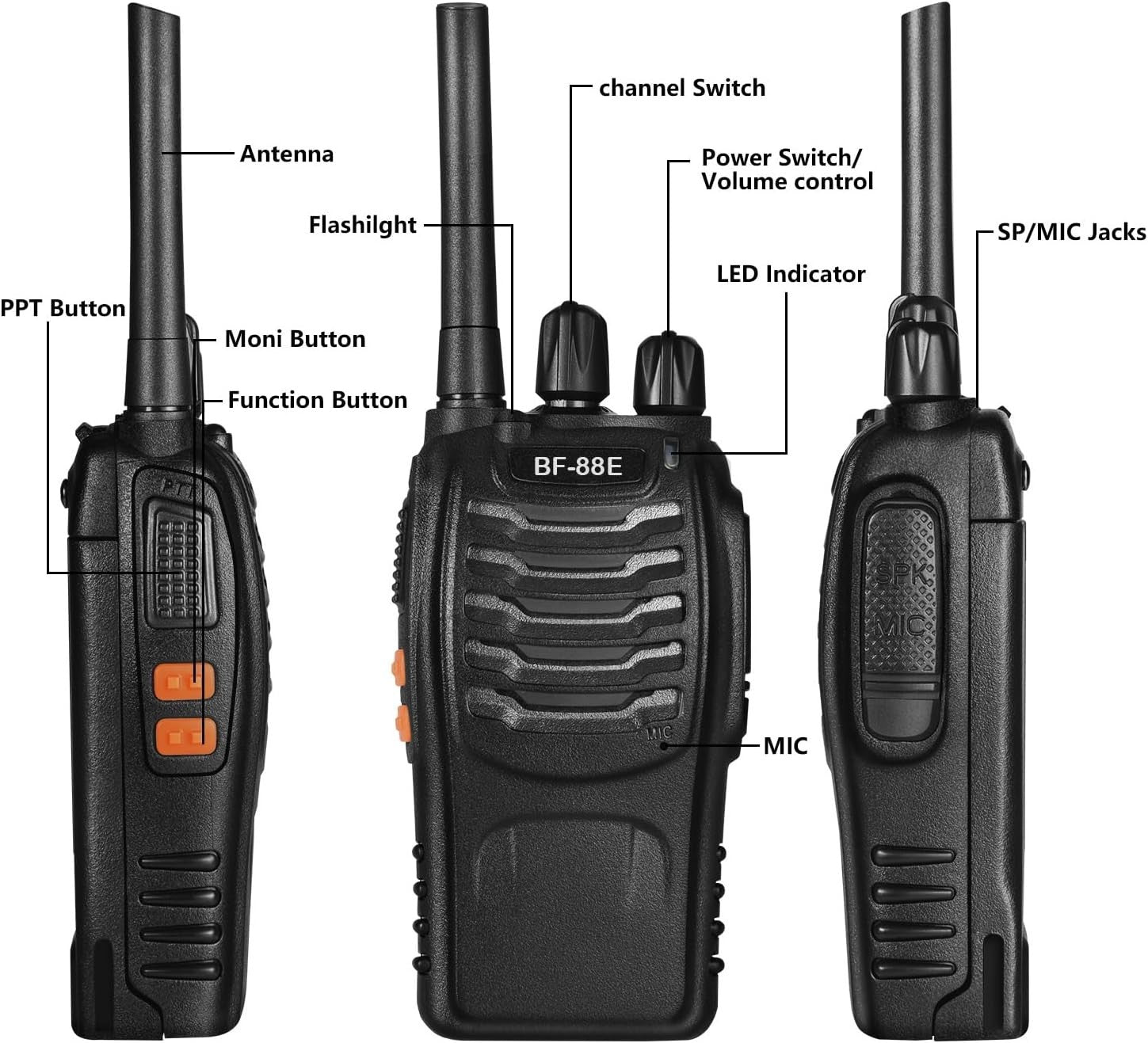 Professional Walkie Talkies 6PCS Rechargeable 16CH VOX 2 Way Radios