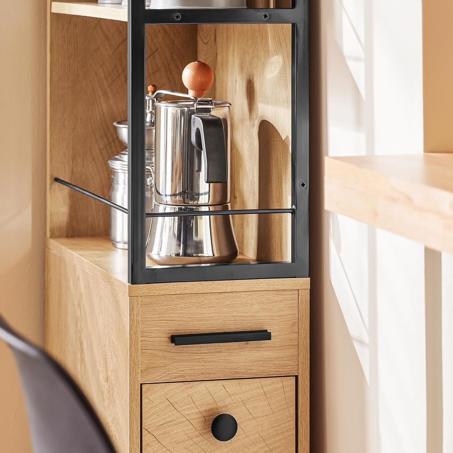 Slim Tall Kitchen Trolley, 3 Drawers & Shelves, Mobile Storage W20xD40xH170cm