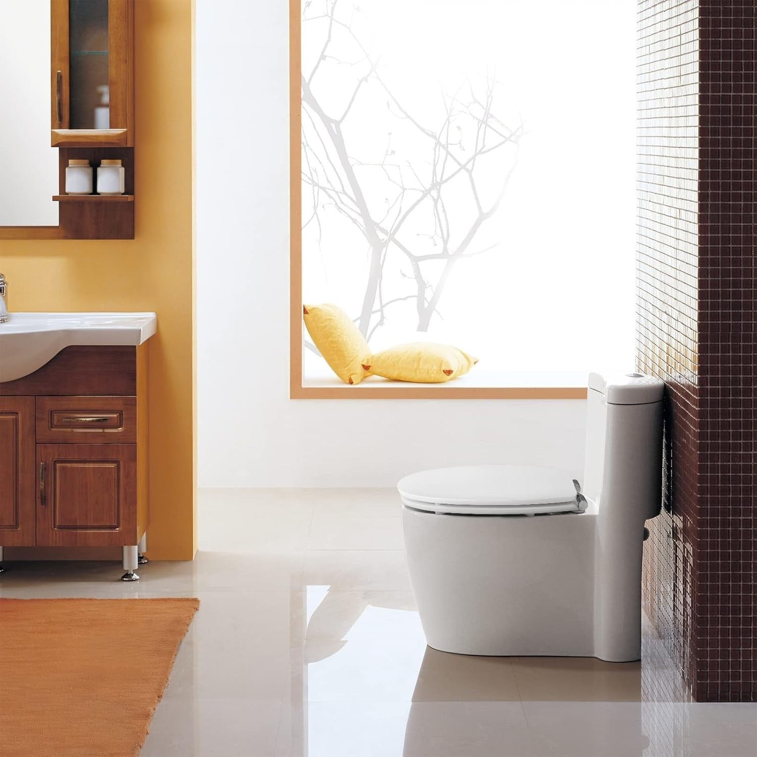 Wooden Toilet Seat Soft Close Heavy Duty MDF Standard Bowl 43.8x37.8cm