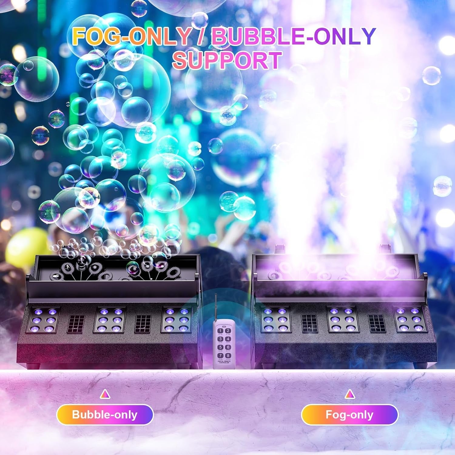 1500W Smoke Bubble Machine RGB DJ Party Remote DMX
