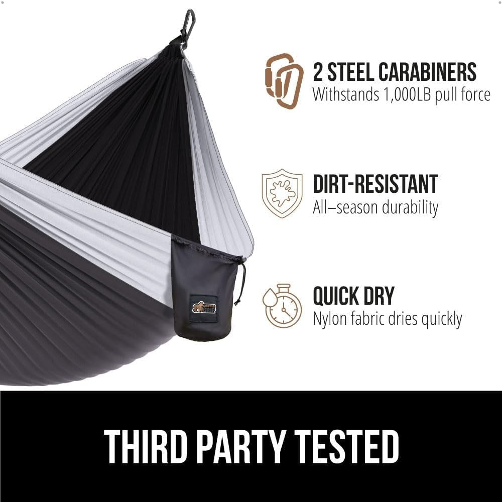 Camping Hammock 10x6.5FT Portable Nylon Swing 500lbs w/ Straps & Carabiners