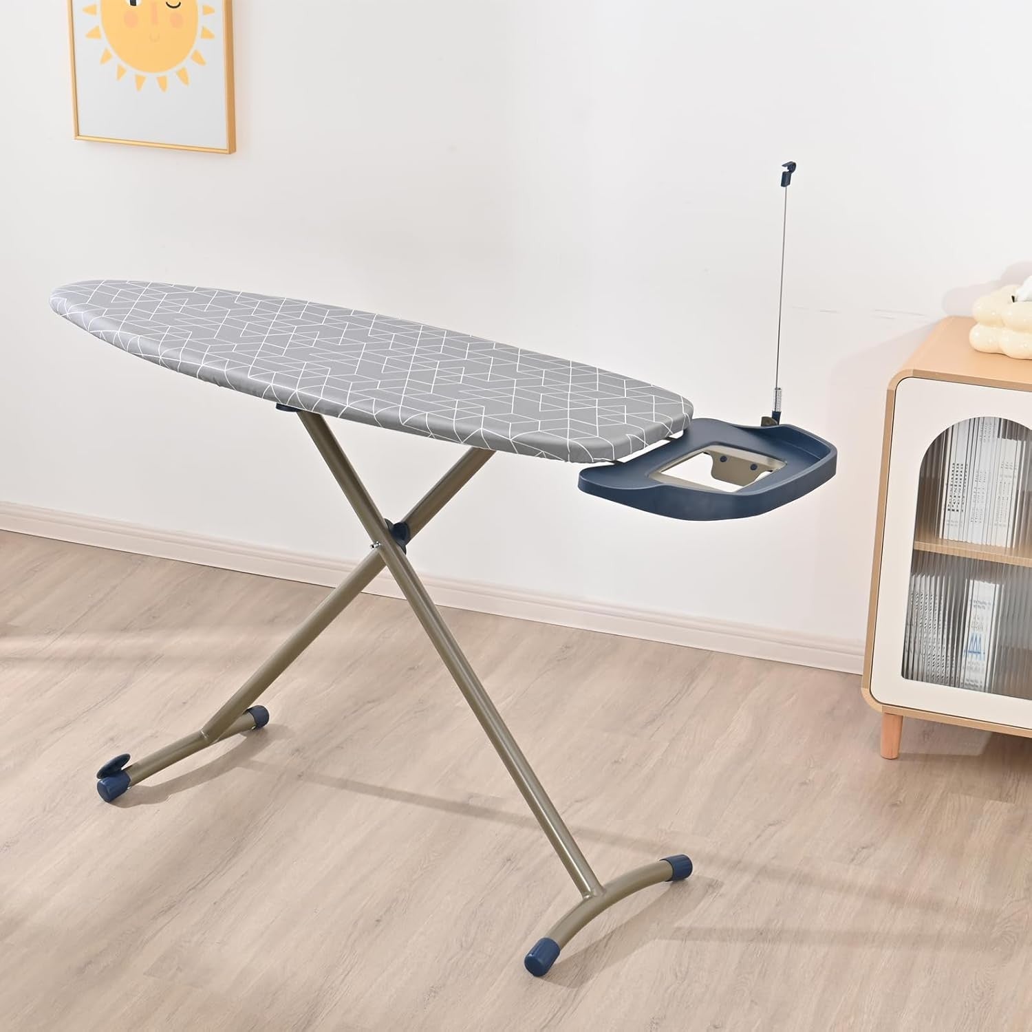 Ironing Board 159x42cm Steam Generator Tray Adjustable Height Wheels