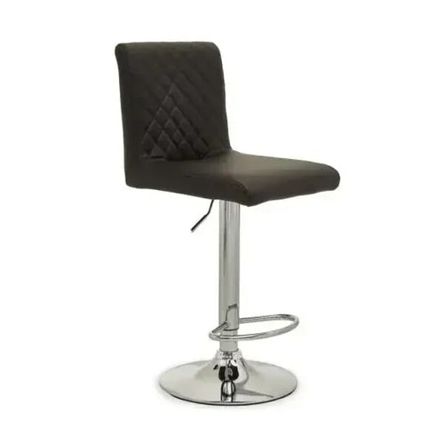 Black PU Bar Stool Chrome Base Swivel Adjustable Tufted Back Counter Chair