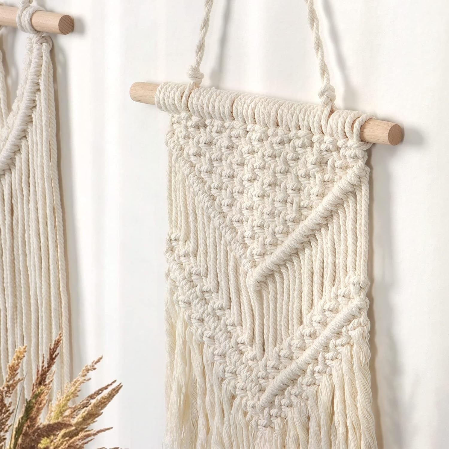 Boho Macrame Wall Hanging 2pcs Cotton Woven Tapestry Decor