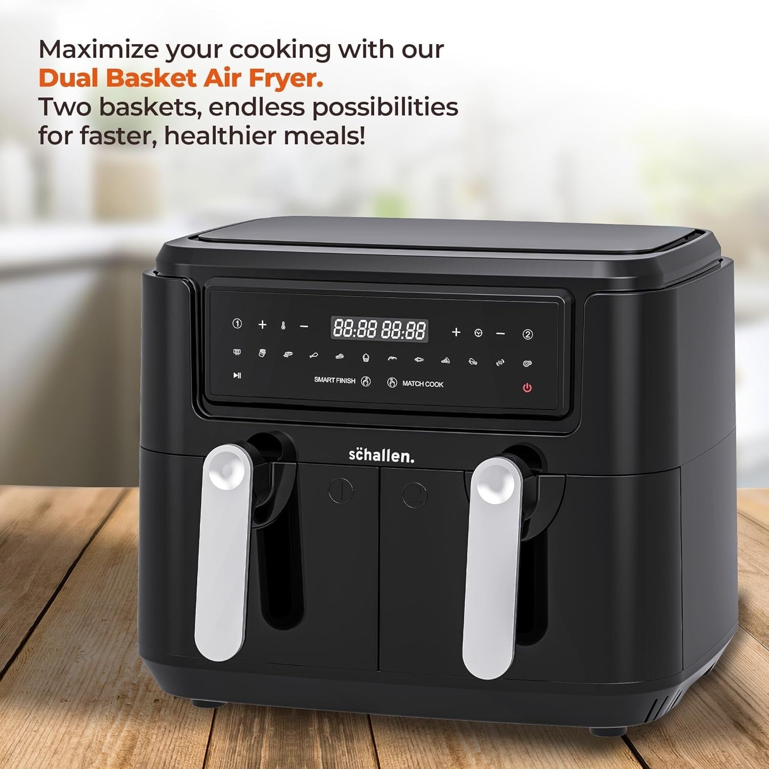 Dual Drawer Air Fryer Digital 10 Presets 60min Timer Oil Free Low Fat Cook