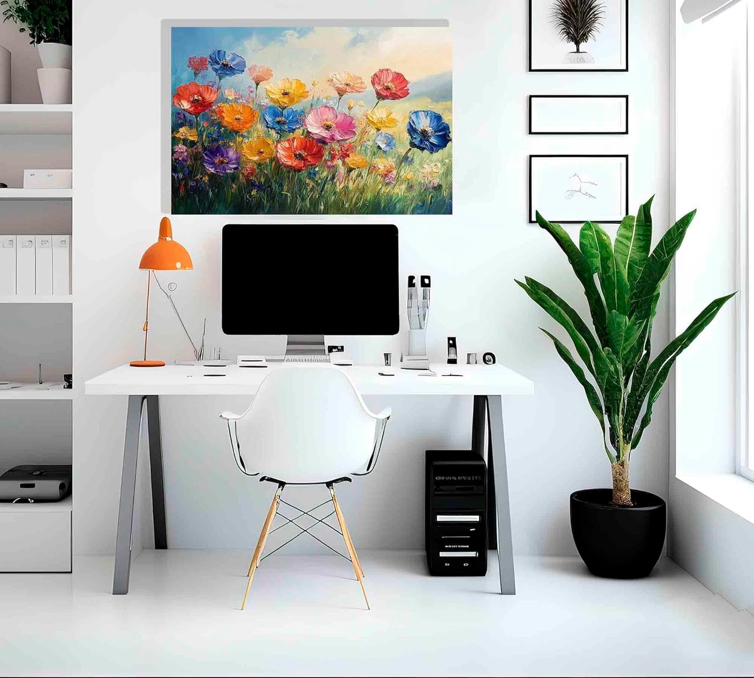Abstract Summer Flowers Canvas Wall Art 60x40cm Framed