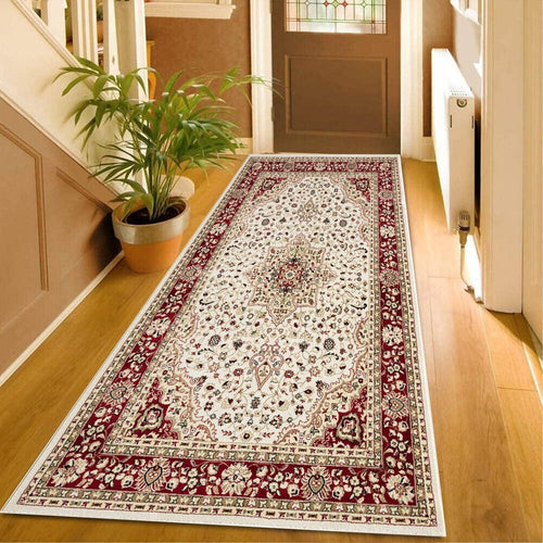 Cream Vintage Runner Rug 80x300cm Non Slip Low Pile Hallway Kitchen Carpet