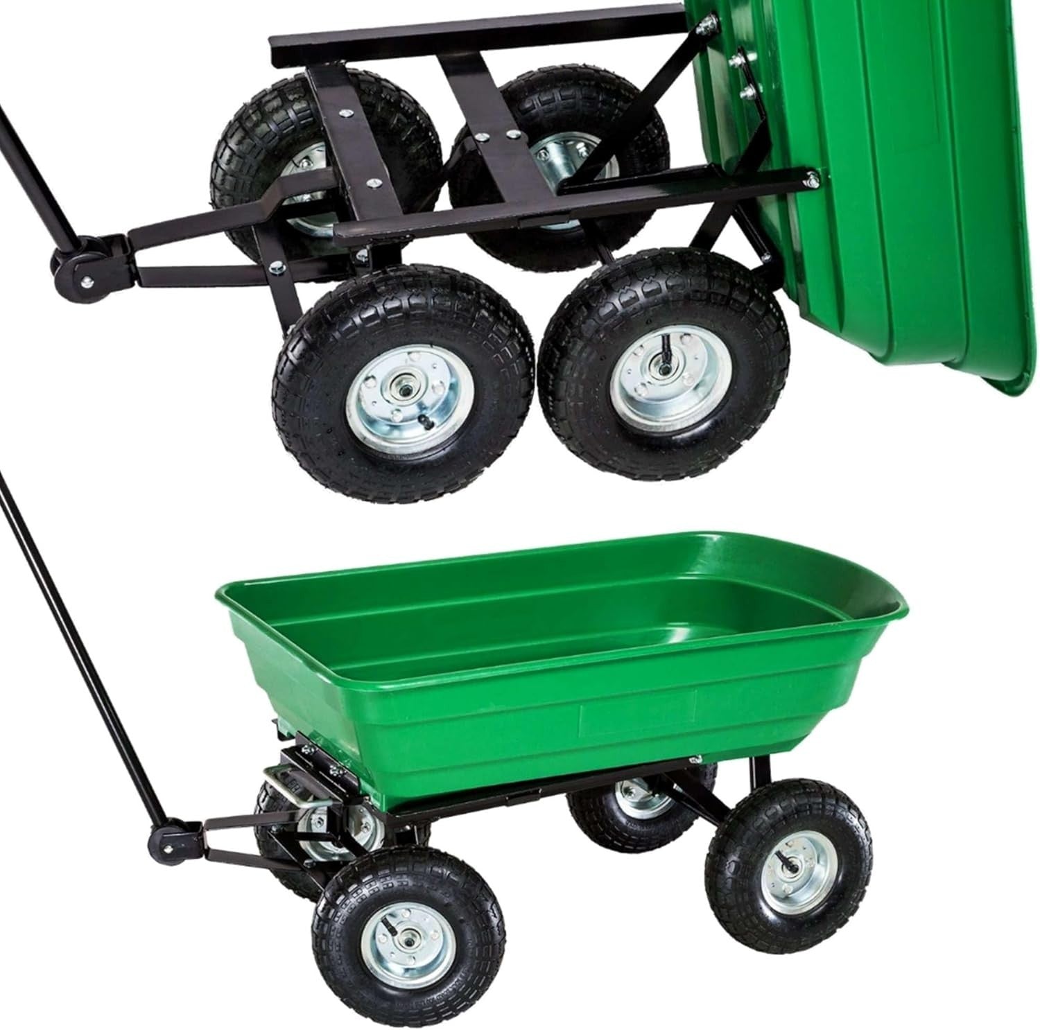 Garden Cart Trolley with Tipping Barrow 200kg Capacity & Pneumatic Tyres