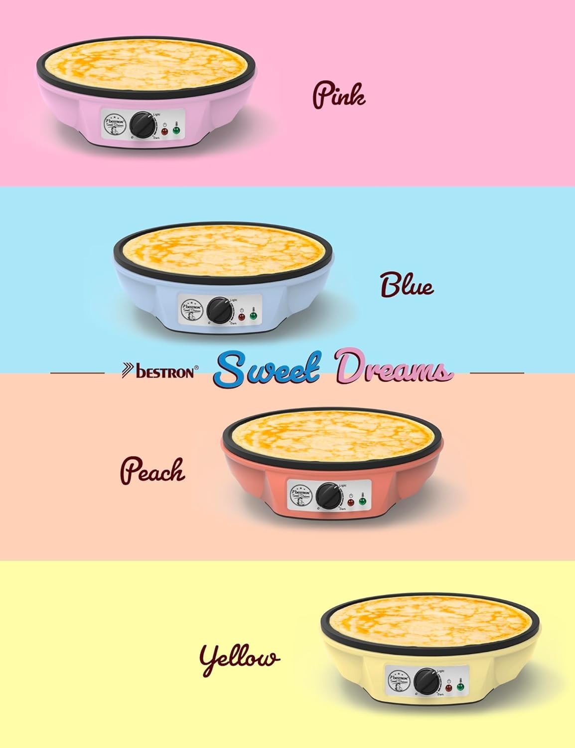 12" Electric Crepe Pancake Maker 1000W Non-Stick Adjustable Temp Orange