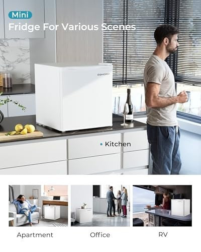 Mini Fridge 46L Compact Freezer-on-Top Table Top 7-Level Thermostat White